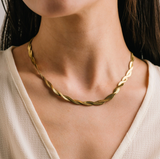 Lover's Tempo Josie Twist Herringbone Necklace: Waterproof Gold