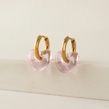 Lover's Tempo Corazon Pink Heart Hoop Earrings: Waterproof Gold