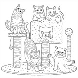 Cute and Curious Cats Colouring Book