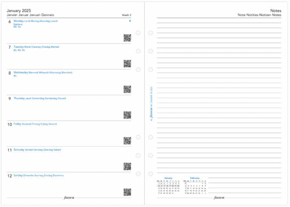 A5 2025 Week on One Page with Notes Diary