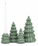 Snowy Evergreen Trees & Taper Holder