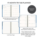 2027 Blue Gray Tri-Tab Academic Planner