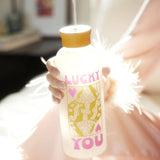 Lucky Card Glass Water Bottle with Straw