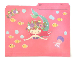 Pink Manila Folders - Mermaid