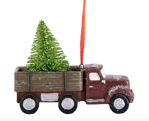 Truck with Bristle Tree Ornament