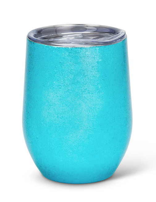 Bevi Insulated Wine Cup - Turquoise Glitter