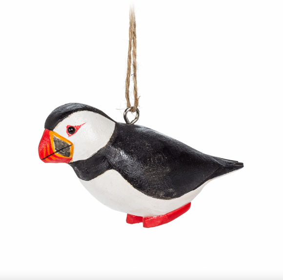 Carved Puffin Ornament