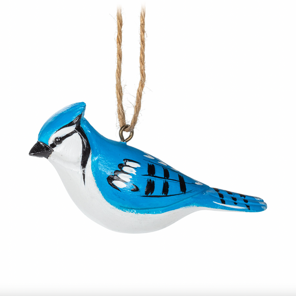 Carved Blue Jay Ornament