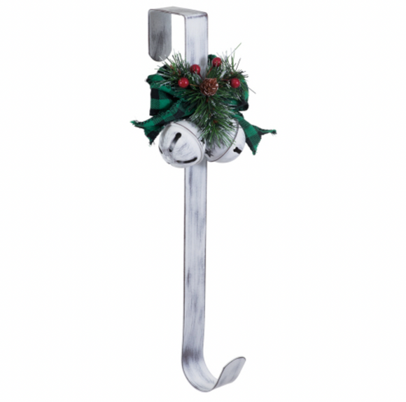 Rustic White Wreath Holder with Bells