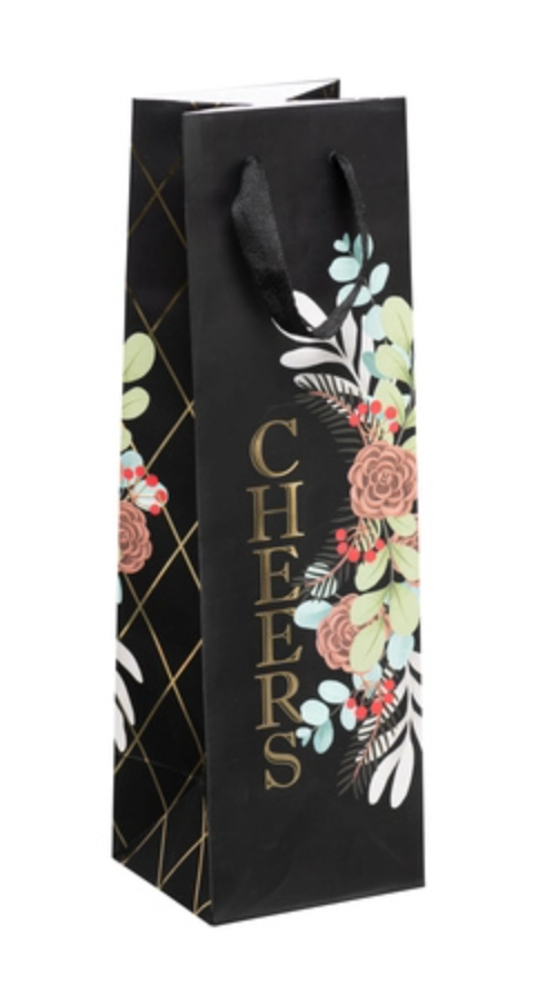 Winter Florals Wine Bag