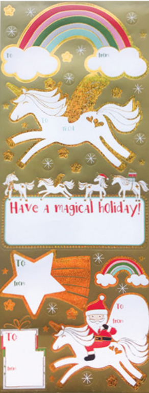 Holiday Sticky Gift Labels - Merry Unicorns