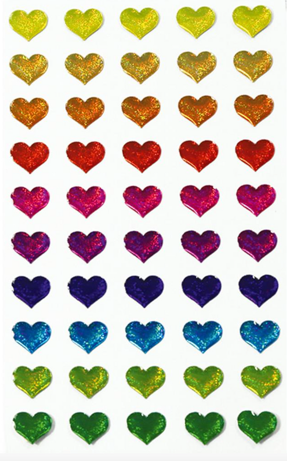 Shimmering Hearts Puffy Sticker Sheet