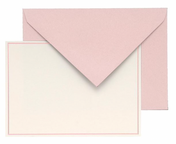 Boxed Flat Notes - Pink Border