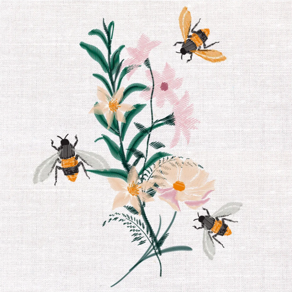 Luncheon Napkin - Floral Bees