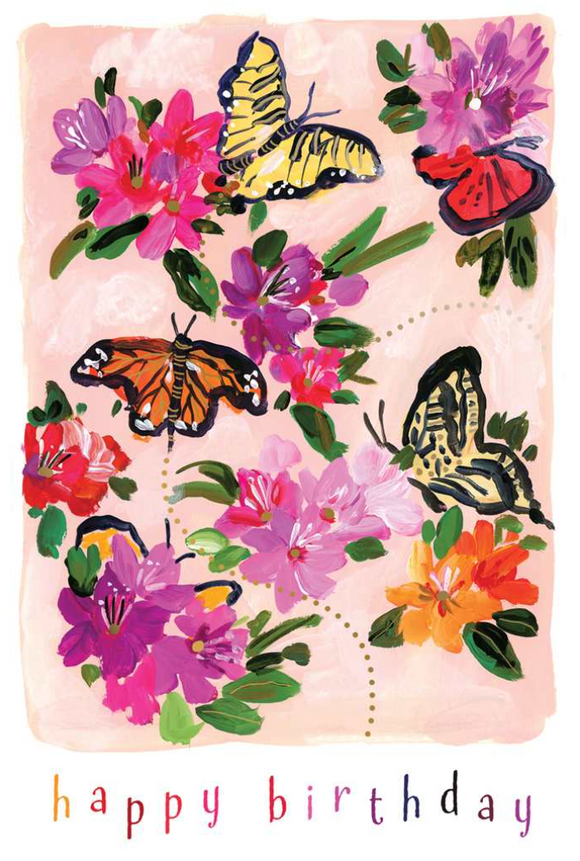 Birthday - Watercolour Butterflies