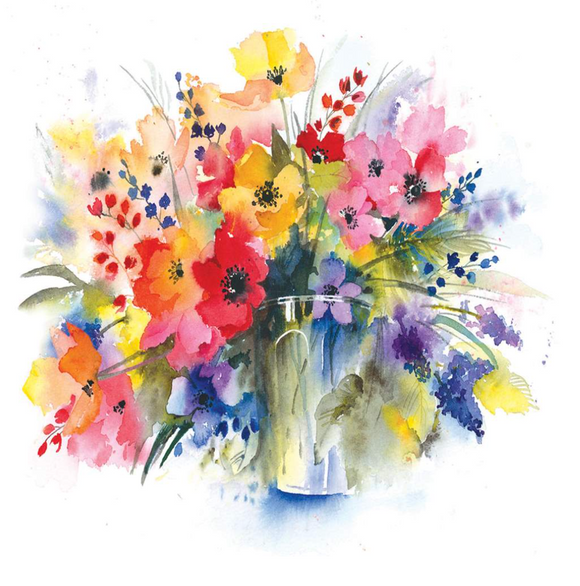 Blank - Watercolour Flowers in Vase