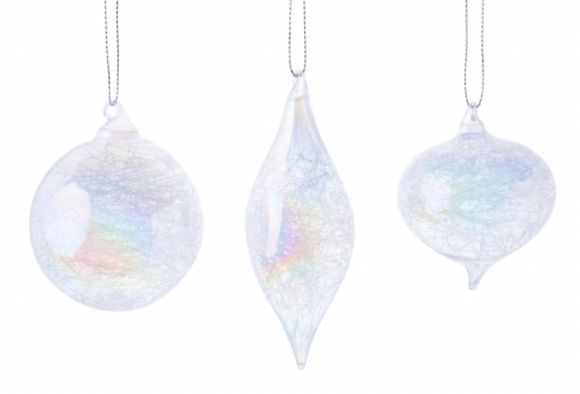 Iridescent Glass Ornament with Static Interior