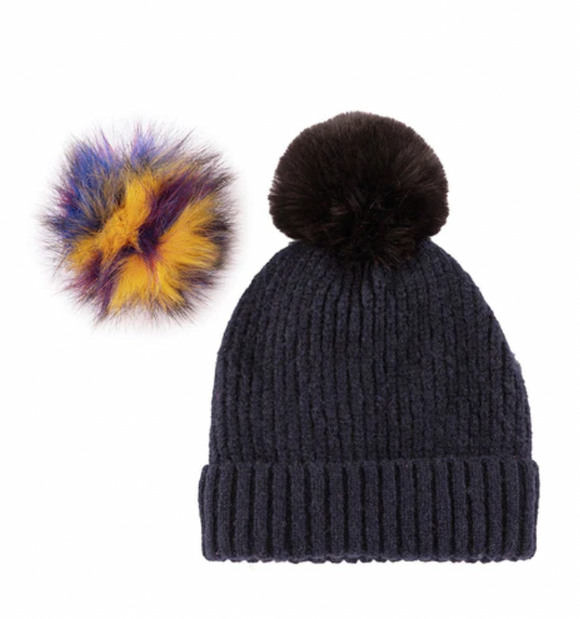 Pick-A-Pom Knitted Hat - Navy