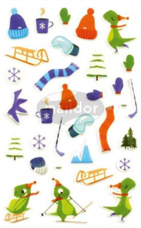 Winter Sports with Dinos Puffy Sticker Sheet