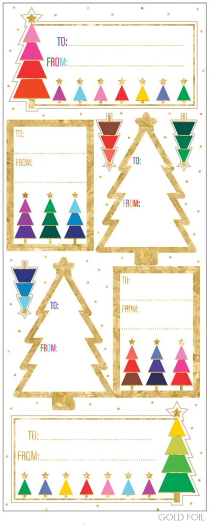Jillson Holiday Labels - Rainbow Trees