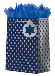 Medium Holiday Gift Bag - Hanukkah Stars