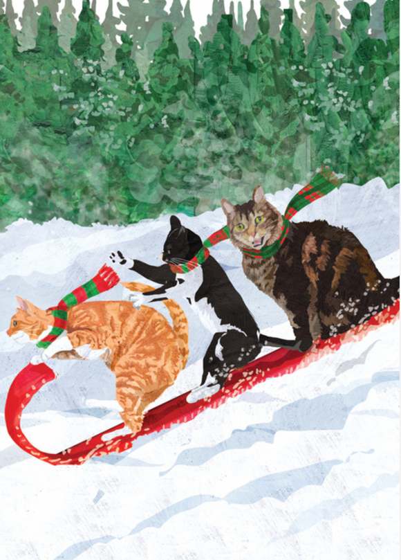 Christmas - Cats Toboggan