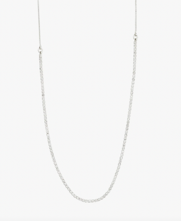 Pilgrim Friends Crystal Chain Necklace: Silver
