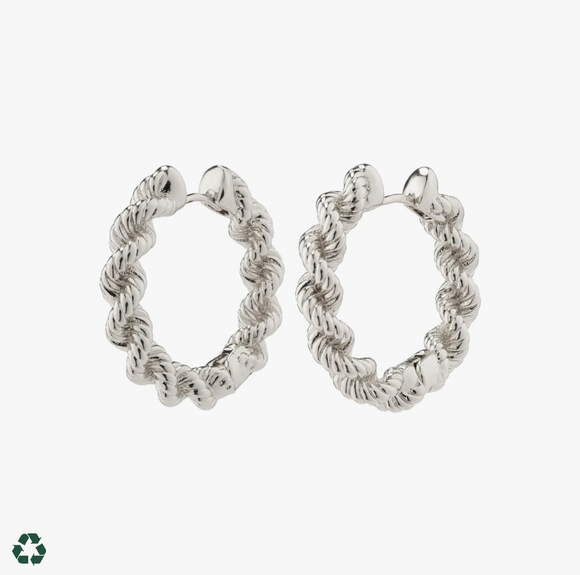 Pilgrim Annika Recycled Rope Chain Hoop Earrings: Silver