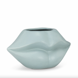 Matte Blue Curvy Lip Vase