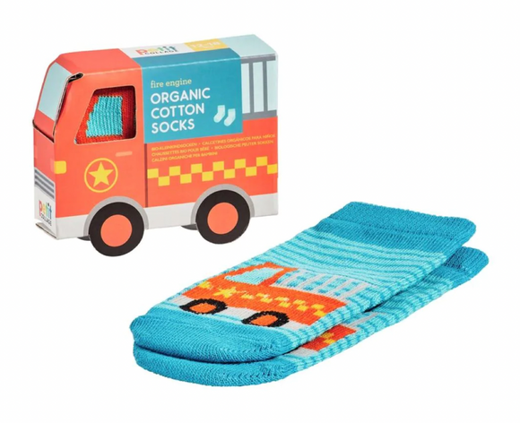 Organic Cotton Toddler Socks - Fire Engine