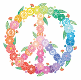 Floral Peace Sign Vinyl Sticker
