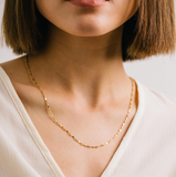 Lover's Tempo Dapped Bar Chain Necklace: Gold-Filled